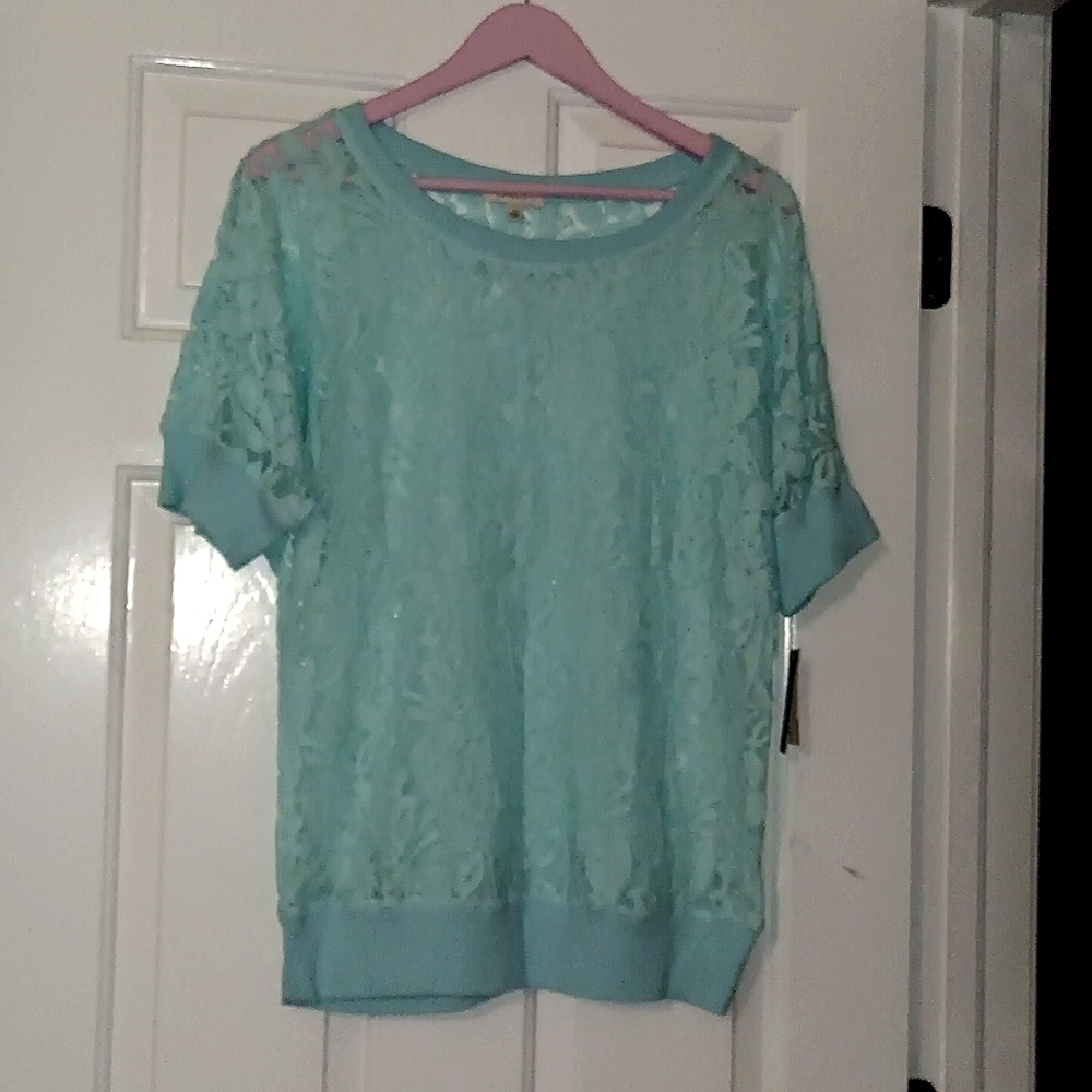 HALO BLUE BLOUSE SZ L NEW GORGEOUS